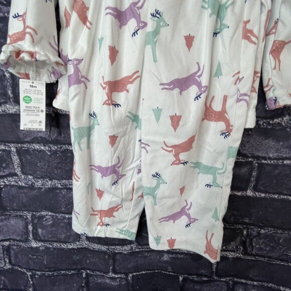 Carter’s Just One You Toddler Girl 18 Month Deer Reindeer Trees Pajamas - Picture 10 of 12